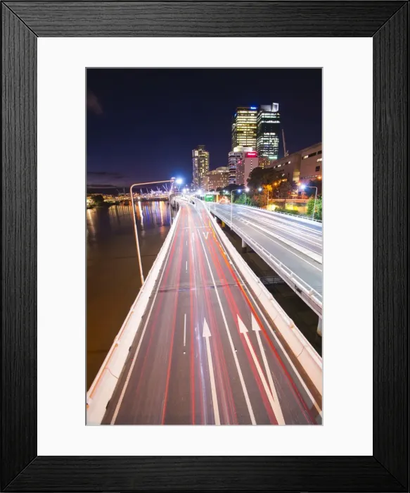 Framed Print : Car light trails at night on a highway in Brisbane, Queensland, Australia, Pacific Framed Print : Car light trails at night on a highway in Brisbane, Queensland, Australia, Pacific