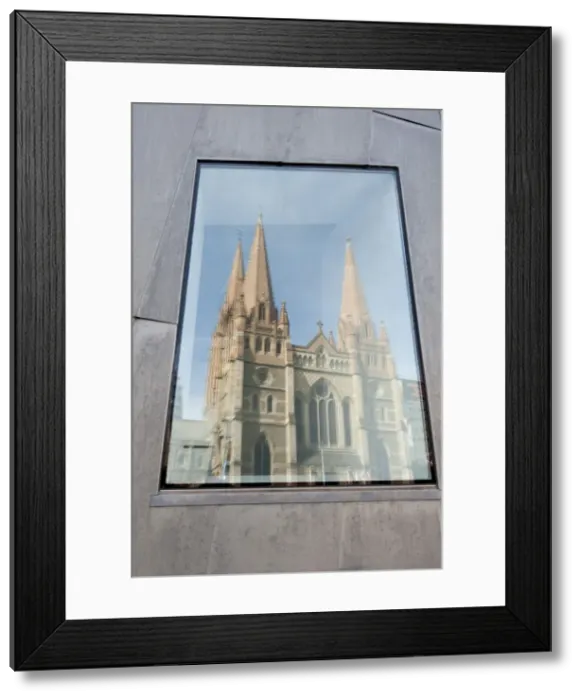 Framed Print : Reflection in window of St. Pauls Cathedral, Melbourne, Victoria, Australia, Pacific Framed Print : Reflection in window of St. Pauls Cathedral, Melbourne, Victoria, Australia, Pacific