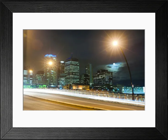 Framed Print : Light trails at night on the bridge from Brisbane city centre to South Bank, Brisbane, Queensland, Australia, Pacific Framed Print : Light trails at night on the bridge from Brisbane city centre to South Bank, Brisbane, Queensland, Australia, Pacific
