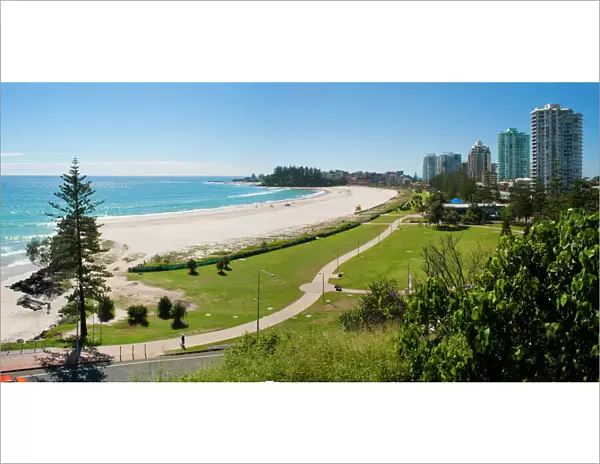 Coolangatta Beach and town panoramic, Gold Coast, Queensland, Australia, Pacifc