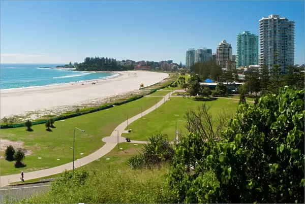 Coolangatta Beach and town panoramic, Gold Coast, Queensland, Australia, Pacifc