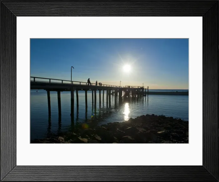 Framed Print : Pier at sunset at Fraser Island, UNESCO World Heritage Site, Queensland, Australia, Pacific