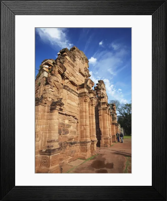 Framed Print : Tourists at ruins of mission at San Ignacio Mini, UNESCO World Heritage Site, Misiones, Argentina, South America Framed Print : Tourists at ruins of mission at San Ignacio Mini, UNESCO World Heritage Site, Misiones, Argentina, South America
