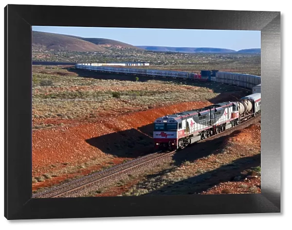 Train travelling through the Outback of South Australia, Australia, Pacific