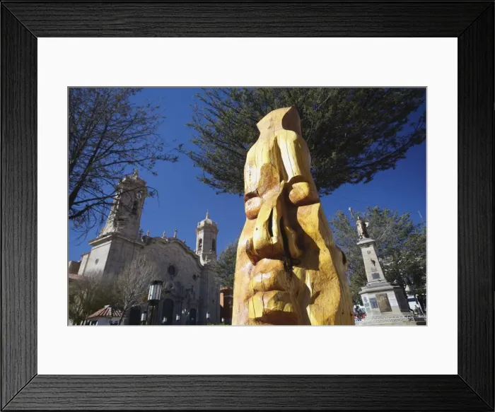 Framed Print : Wooden sculpture in Plaza 10 de Noviembre, Potosi, UNESCO World Heritage Site, Bolivia, South America Framed Print : Wooden sculpture in Plaza 10 de Noviembre, Potosi, UNESCO World Heritage Site, Bolivia, South America