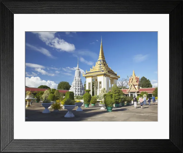 Framed Print : Tourists in grounds of Silver Pagoda in Royal Palace, Phnom Penh, Cambodia, Indochina, Southeast Asia, Asia Framed Print : Tourists in grounds of Silver Pagoda in Royal Palace, Phnom Penh, Cambodia, Indochina, Southeast Asia, Asia