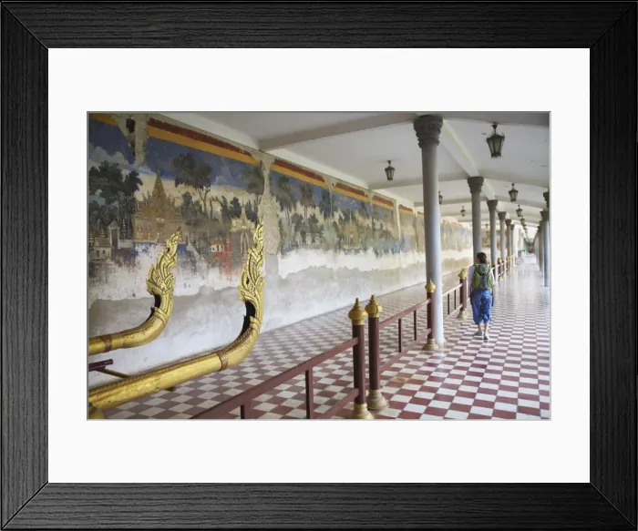 Framed Print : Woman looking at murals at Silver Pagoda in Royal Palace, Phnom Penh, Cambodia, Indochina, Southeast Asia, Asia Framed Print : Woman looking at murals at Silver Pagoda in Royal Palace, Phnom Penh, Cambodia, Indochina, Southeast Asia, Asia