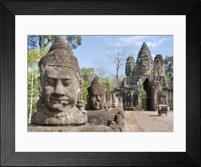 Framed Print : South Gate to Angkor Thom, Angkor, UNESCO World Heritage Site, Siem Reap, Cambodia, Indochina, Southeast Asia, Asia