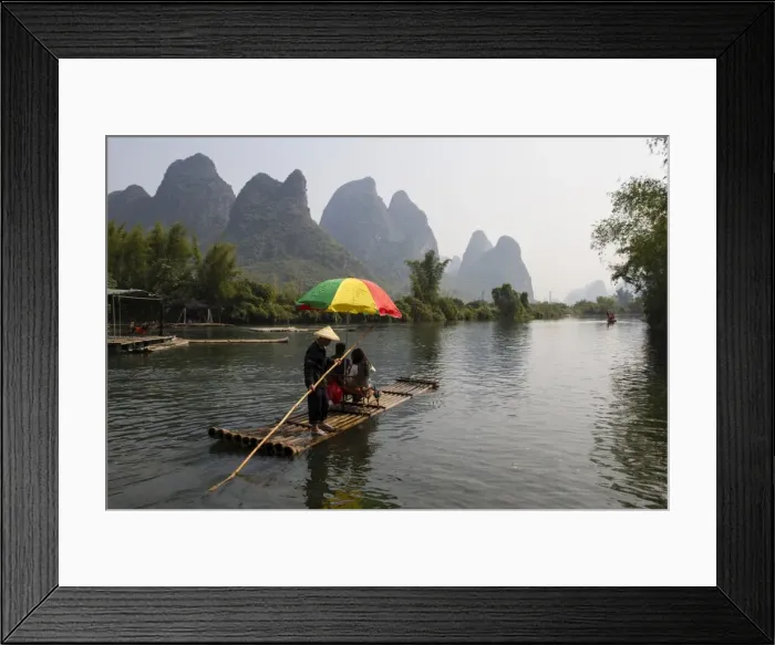 Framed Print : Rafting on the Yulong River, Yangshuo, Guangxi, China, Asia Framed Print : Rafting on the Yulong River, Yangshuo, Guangxi, China, Asia