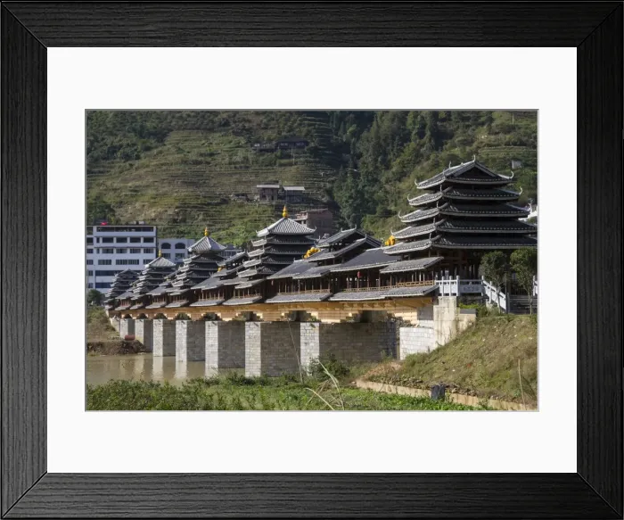 Framed Print : Bridge at Longsheng, Guangxi, China, Asia Framed Print : Bridge at Longsheng, Guangxi, China, Asia