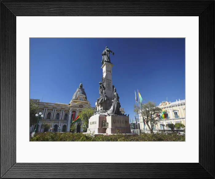 Framed Print : Monument and Palacio Legislativo (Legislative Palace) in Plaza Pedro Murillo, La Paz, Bolivia, South America Framed Print : Monument and Palacio Legislativo (Legislative Palace) in Plaza Pedro Murillo, La Paz, Bolivia, South America