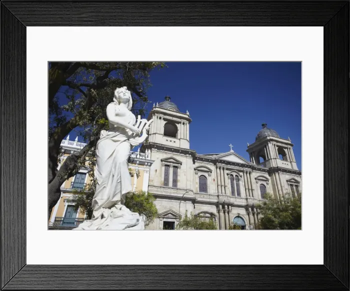 Framed Print : Statue outside Cathedral in Plaza Pedro Murillo, La Paz, Bolivia, South America Framed Print : Statue outside Cathedral in Plaza Pedro Murillo, La Paz, Bolivia, South America