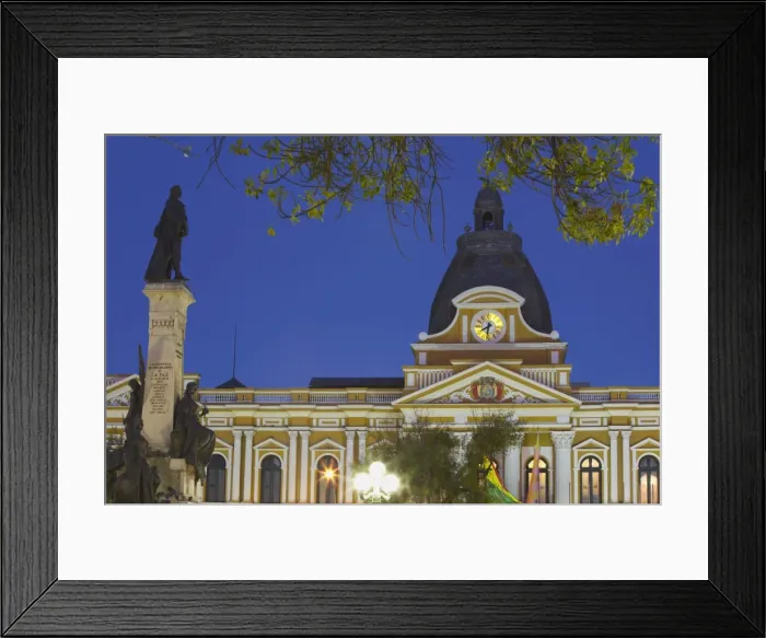Framed Print : Palacio Legislativo (Legislative Palace) at dusk, La Paz, Bolivia, South America