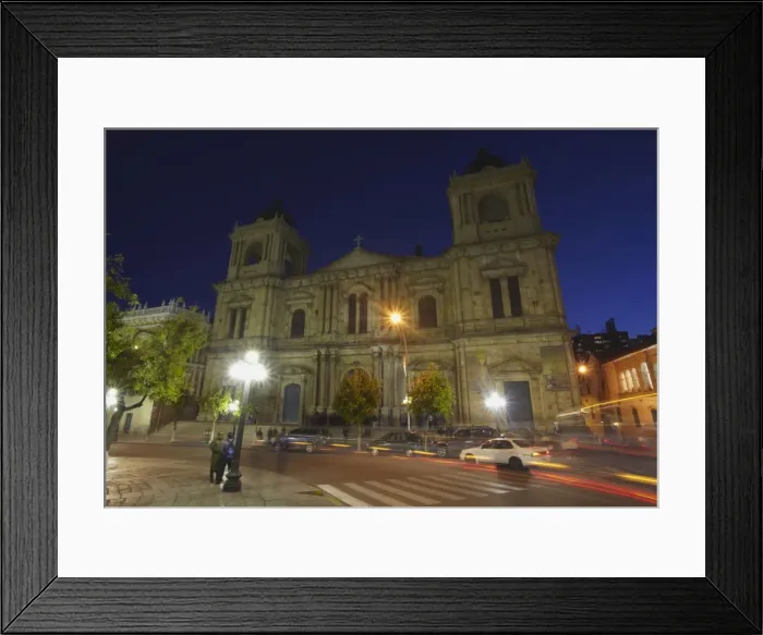 Framed Print : Cathedral in Plaza Pedro Murillo at dusk, La Paz, Bolivia, South America Framed Print : Cathedral in Plaza Pedro Murillo at dusk, La Paz, Bolivia, South America