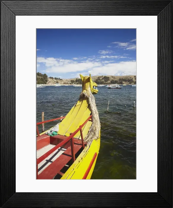 Framed Print : Traditional style reed boat, Copacabana, Lake Titicaca, Bolivia, South America Framed Print : Traditional style reed boat, Copacabana, Lake Titicaca, Bolivia, South America