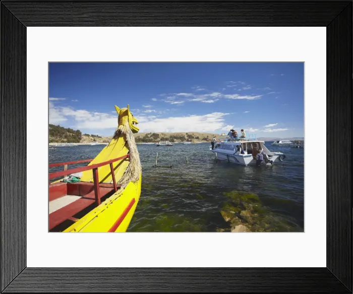 Framed Print : Tourist boat on Lake Titicaca, Copacabana, Bolivia, South America Framed Print : Tourist boat on Lake Titicaca, Copacabana, Bolivia, South America