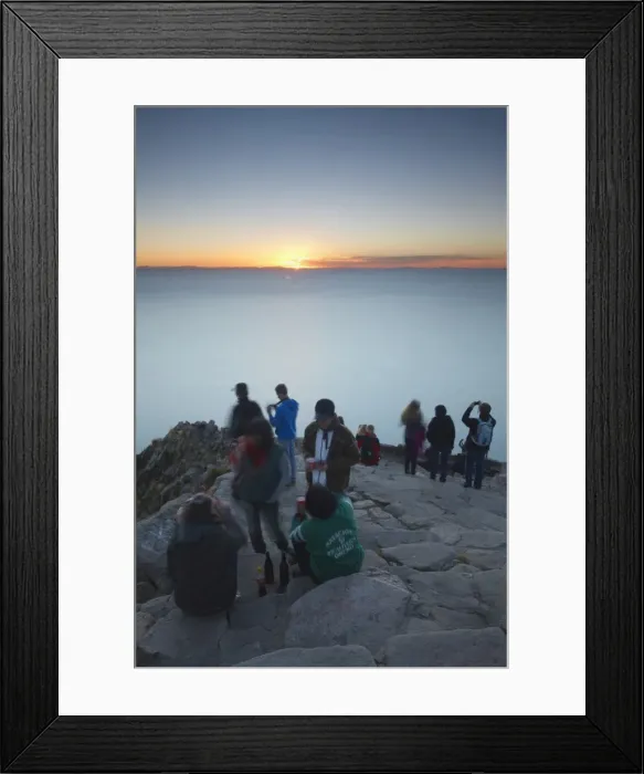 Framed Print : Tourists watching sunset from summit of Cerro Calvario, Copacabana, Lake Titicaca, Bolivia, South America Framed Print : Tourists watching sunset from summit of Cerro Calvario, Copacabana, Lake Titicaca, Bolivia, South America