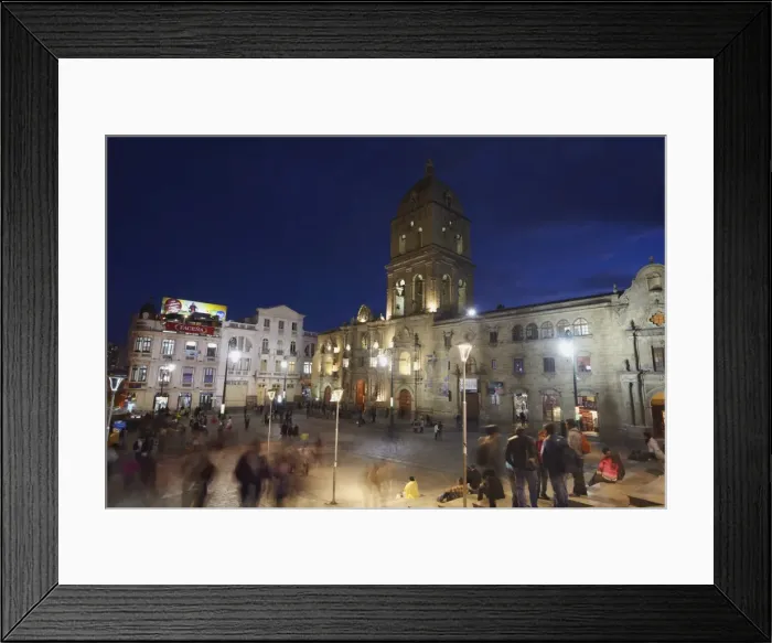 Framed Print : San Francisco Church in Plaza San Francisco at dusk, La Paz, Bolivia, South America Framed Print : San Francisco Church in Plaza San Francisco at dusk, La Paz, Bolivia, South America
