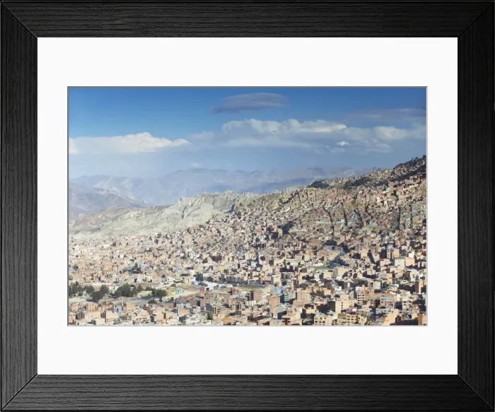 Framed Print : View of houses on mountainside, La Paz, Bolivia, South America Framed Print : View of houses on mountainside, La Paz, Bolivia, South America