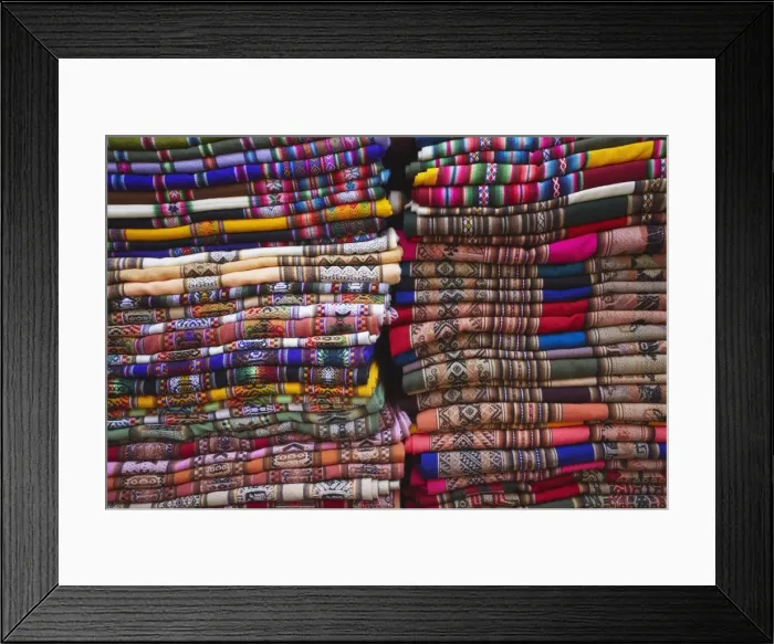 Framed Print : Colourful blankets in Witches Market, La Paz, Bolivia, South America Framed Print : Colourful blankets in Witches Market, La Paz, Bolivia, South America