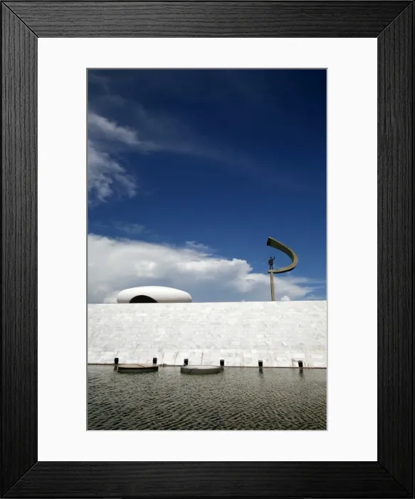 Framed Print : Memorial JK with the statue of Juscelino Kubitschek, designed by Oscar Niemeyer, Brasilia, Brazil, South America