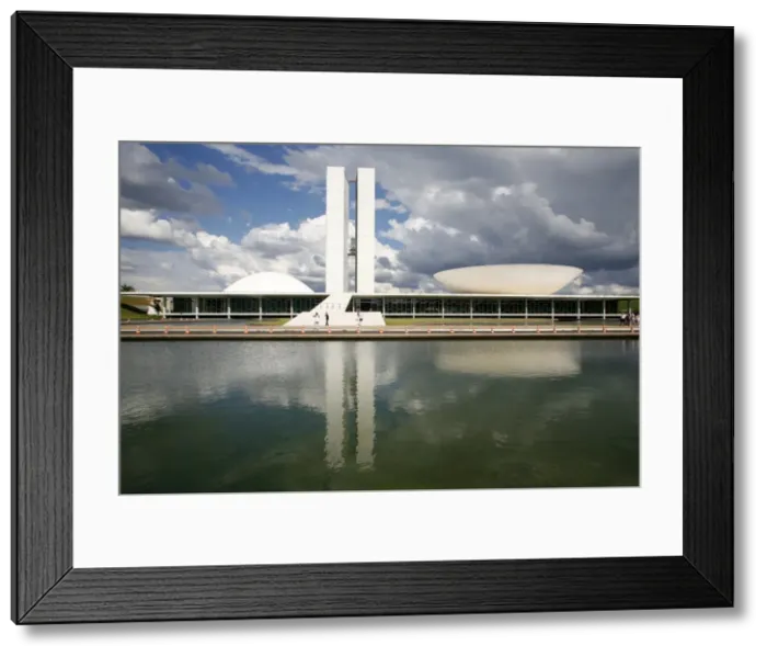 Framed Print : Congresso Nacional (National Congress) designed by Oscar Niemeyer, Brasilia, UNESCO World Heritage Site, Brazil, South America