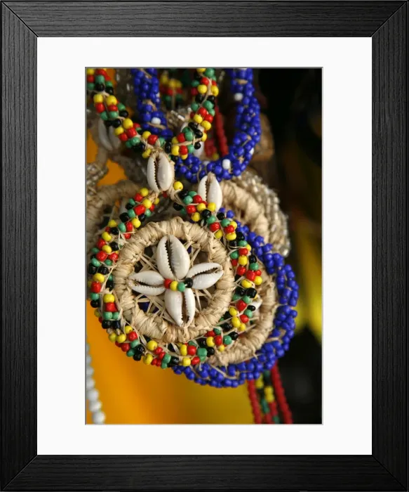 Framed Print : Candomble wear strings of beads made of seeds and shells in the colours of African gods. Cachoeira, Bahia, Brazil Framed Print : Candomble wear strings of beads made of seeds and shells in the colours of African gods. Cachoeira, Bahia, Brazil