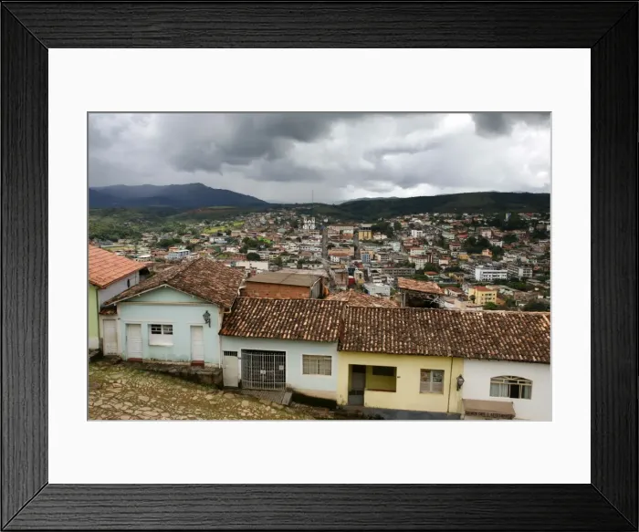 Framed Print : View over Congonhas seen from the terrace of The Basilica do Bom Jesus de Matosinhos in Congonhas, Minas Gerais, Brazil, South America Framed Print : View over Congonhas seen from the terrace of The Basilica do Bom Jesus de Matosinhos in Congonhas, Minas Gerais, Brazil, South America