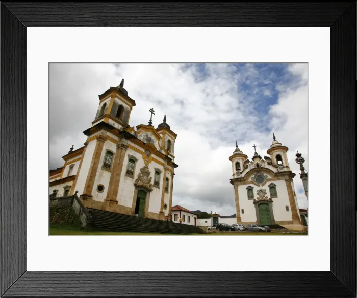 Framed Print : Sao Francisco de Assis (St. Francis of Assisi) and Nossa Senhora do Carmo (Our Lady of Mount Carmel) churches at Praca Minas Gerais, Mariana, Minas Gerais, Brazil, South America Framed Print : Sao Francisco de Assis (St. Francis of Assisi) and Nossa Senhora do Carmo (Our Lady of Mount Carmel) churches at Praca Minas Gerais, Mariana, Minas Gerais, Brazil, South America