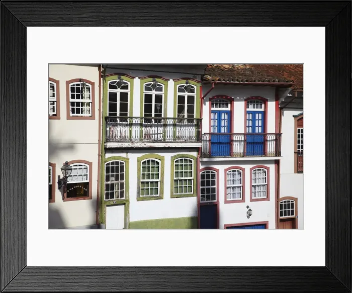Framed Print : Colourful houses, Ouro Preto, UNESCO World Heritage Site, Minas Gerais, Brazil, South America Framed Print : Colourful houses, Ouro Preto, UNESCO World Heritage Site, Minas Gerais, Brazil, South America