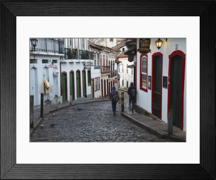 Framed Print : People walking along street, Ouro Preto, UNESCO World Heritage Site, Minas Gerais, Brazil, South America Framed Print : People walking along street, Ouro Preto, UNESCO World Heritage Site, Minas Gerais, Brazil, South America