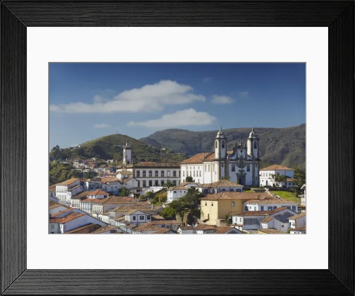 Framed Print : View of Nossa Senhora do Carmo (Our Lady of Mount Carmel) Church and Museu da Inconfidencia, Ouro Preto, UNESCO World Heritage Site, Minas Gerais, Brazil, South America