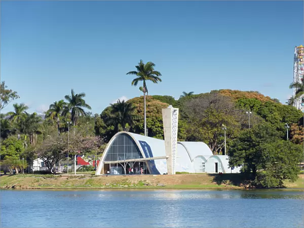 Church of St. Francis of Assisi, designed by Oscar Niemeyer, Pampulha Lake, Pampulha, Belo Horizonte, Minas Gerais, Brazil, South America