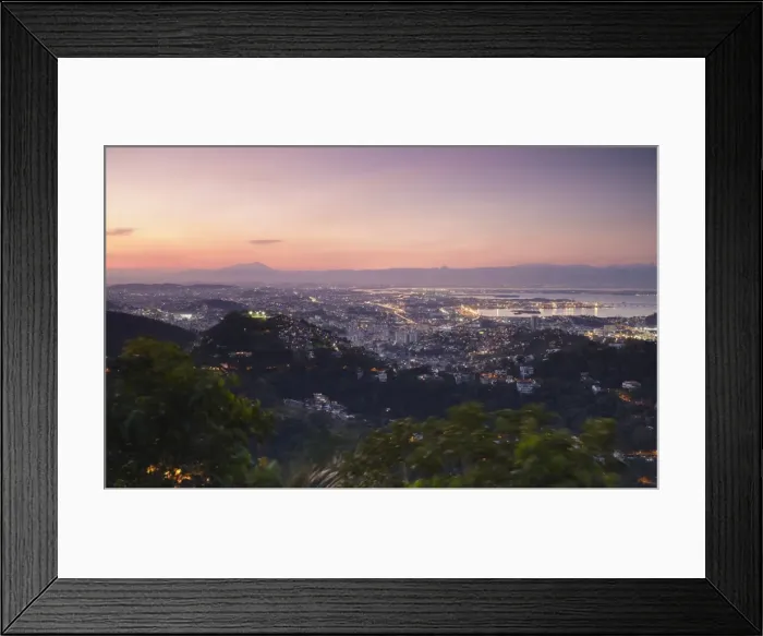 Framed Print : View over city centre at dusk, Rio de Janeiro, Brazil, South America Framed Print : View over city centre at dusk, Rio de Janeiro, Brazil, South America