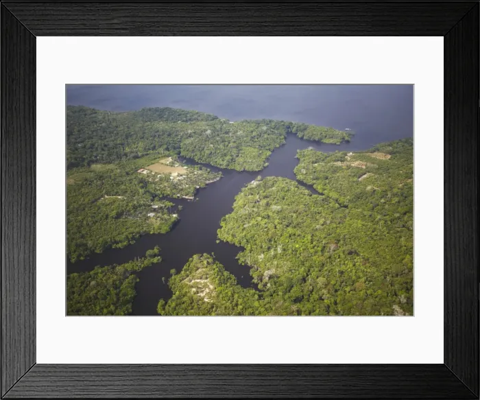 Framed Print : Aerial view of Amazon rainforest and Rio Negro, Manaus, Amazonas, Brazil, South America Framed Print : Aerial view of Amazon rainforest and Rio Negro, Manaus, Amazonas, Brazil, South America
