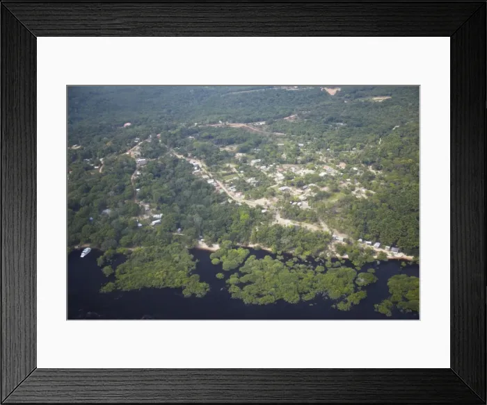 Framed Print : Aerial view of settlement in Amazon rainforest along the Rio Negro, Manaus, Amazonas, Brazil, South America Framed Print : Aerial view of settlement in Amazon rainforest along the Rio Negro, Manaus, Amazonas, Brazil, South America