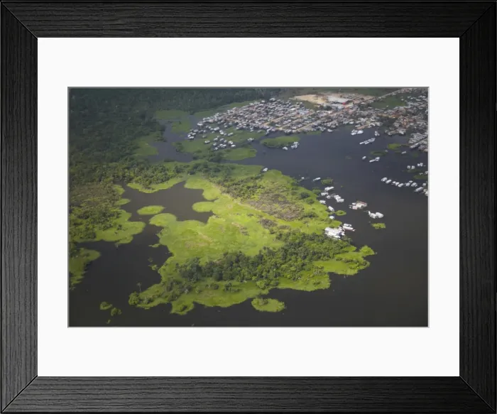 Framed Print : Aerial view of stilt houses along Rio Negro, Manaus, Amazonas, Brazil, South America Framed Print : Aerial view of stilt houses along Rio Negro, Manaus, Amazonas, Brazil, South America