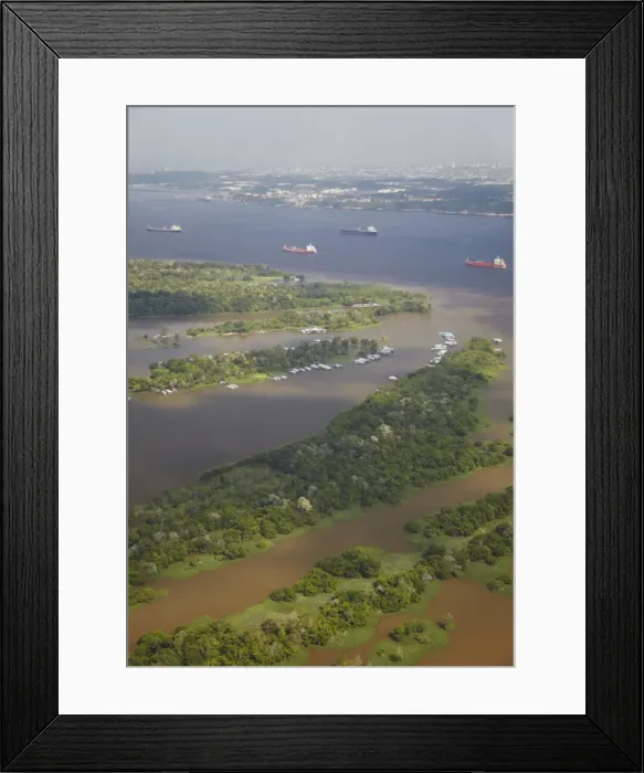 Framed Print : Aerial view of cargo ships on the Rio Negro, Manaus, Amazonas, Brazil, South America Framed Print : Aerial view of cargo ships on the Rio Negro, Manaus, Amazonas, Brazil, South America