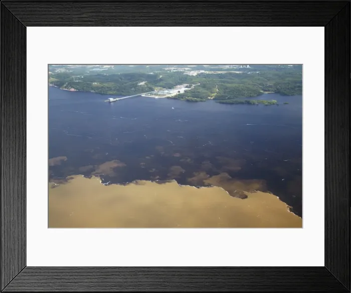 Framed Print : Aerial view of Encontro das Aguas, meeting of the Rio Negro and Rio Solimoes, Manaus, Amazonas, Brazil, South America Framed Print : Aerial view of Encontro das Aguas, meeting of the Rio Negro and Rio Solimoes, Manaus, Amazonas, Brazil, South America