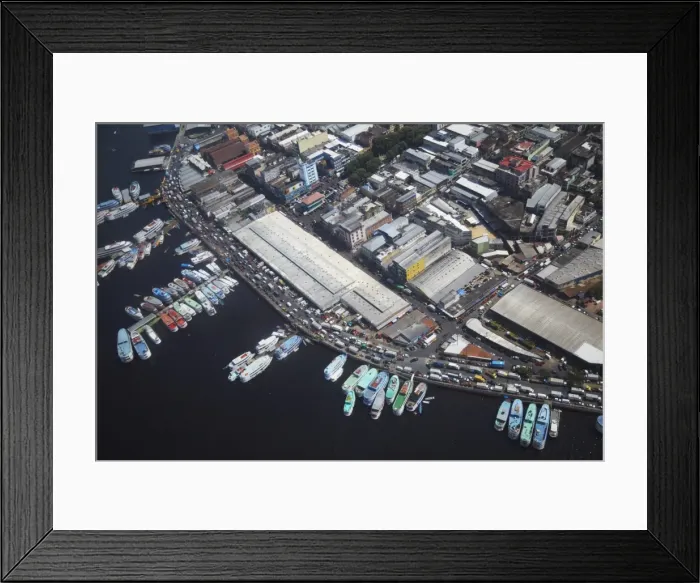 Framed Print : Aerial view of Manaus port, Manaus, Amazonas, Brazil, South America Framed Print : Aerial view of Manaus port, Manaus, Amazonas, Brazil, South America