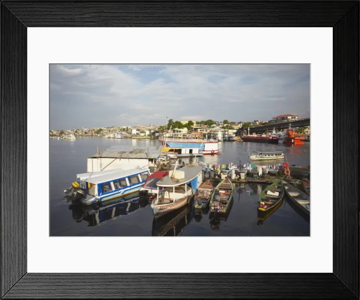Framed Print : Boats moored at port, Manaus, Amazonas, Brazil, South America Framed Print : Boats moored at port, Manaus, Amazonas, Brazil, South America