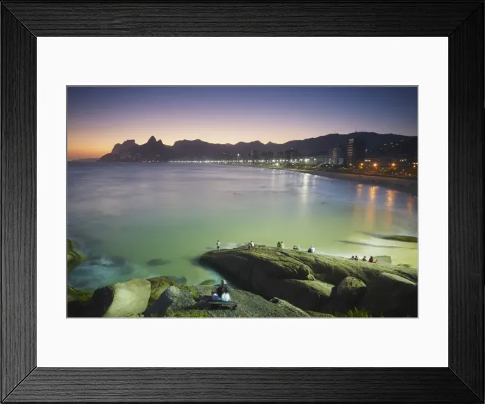 Framed Print : View of Ipanema beach at sunset from Ponta do Arpoador, Ipanema, Rio de Janeiro, Brazil, South America Framed Print : View of Ipanema beach at sunset from Ponta do Arpoador, Ipanema, Rio de Janeiro, Brazil, South America