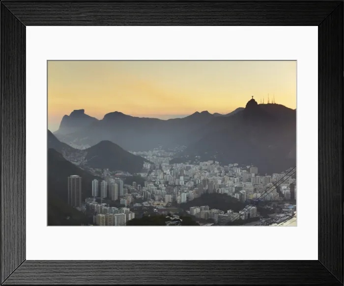 Framed Print : View of Christ the Redeemer statue atop Corcovado and Botafogo, Rio de Janeiro, Brazil, South America