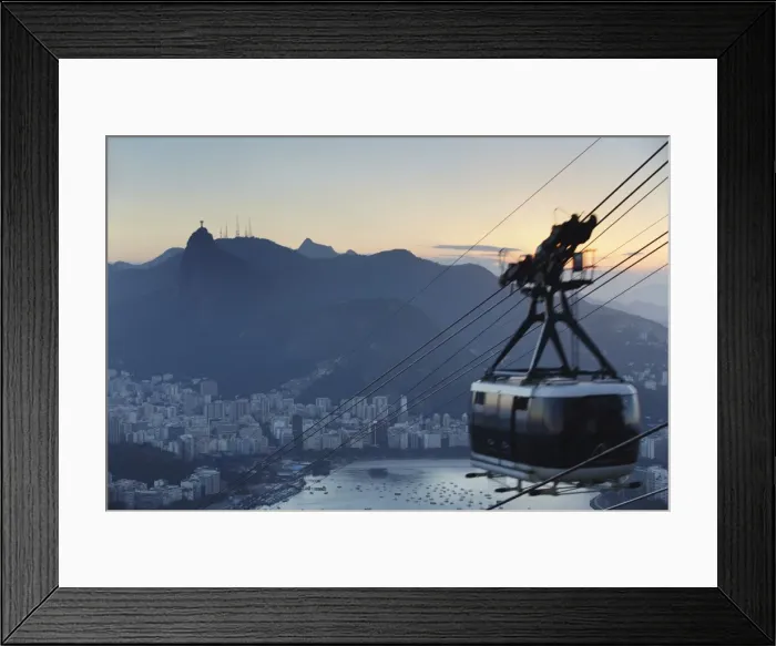 Framed Print : Cable car descending from Sugar Loaf Mountain (Pao de Acucar), Rio de Janeiro, Brazil, South America Framed Print : Cable car descending from Sugar Loaf Mountain (Pao de Acucar), Rio de Janeiro, Brazil, South America