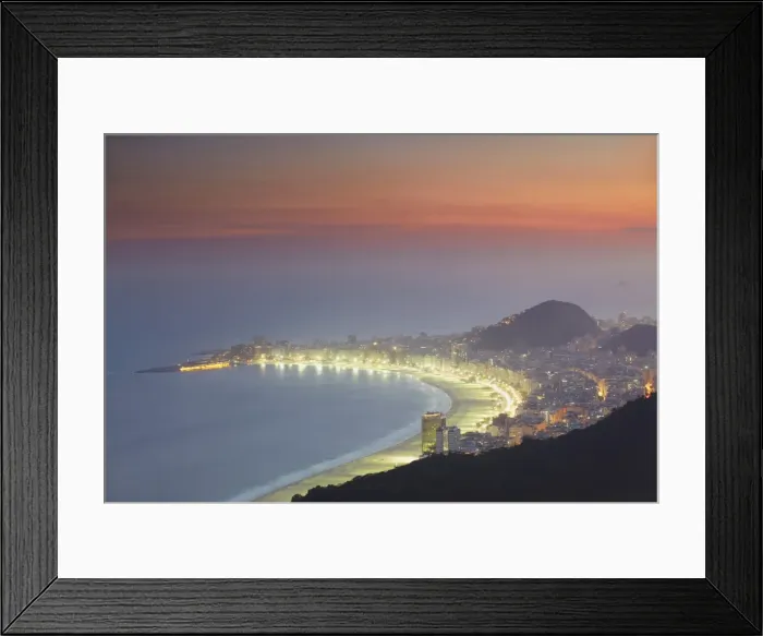 Framed Print : View of Copacabana at sunset, Rio de Janeiro, Brazil, South America Framed Print : View of Copacabana at sunset, Rio de Janeiro, Brazil, South America