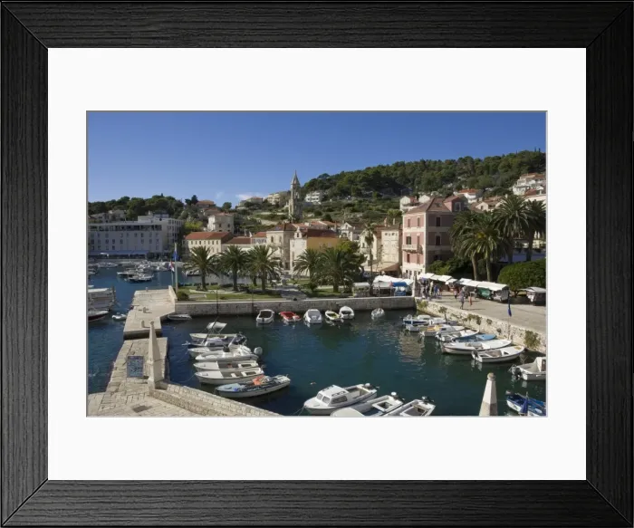 Framed Print : The old harbour at the medieval city of Hvar, island of Hvar, Dalmatia, Croatia, Europe Framed Print : The old harbour at the medieval city of Hvar, island of Hvar, Dalmatia, Croatia, Europe