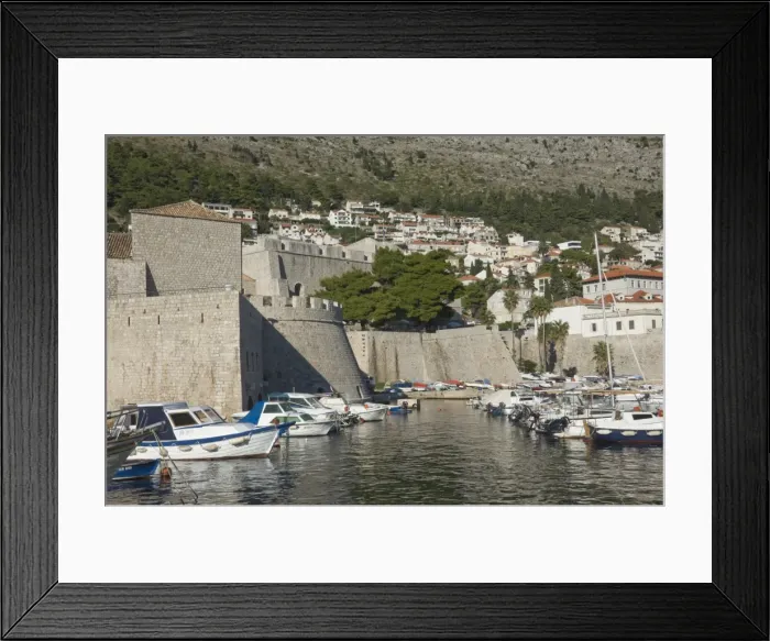 Framed Print : Boats moored in the shelter of the walls of the Old City, Dubrovnik, UNESCO World Heritage Site, Croatia, Europe Framed Print : Boats moored in the shelter of the walls of the Old City, Dubrovnik, UNESCO World Heritage Site, Croatia, Europe