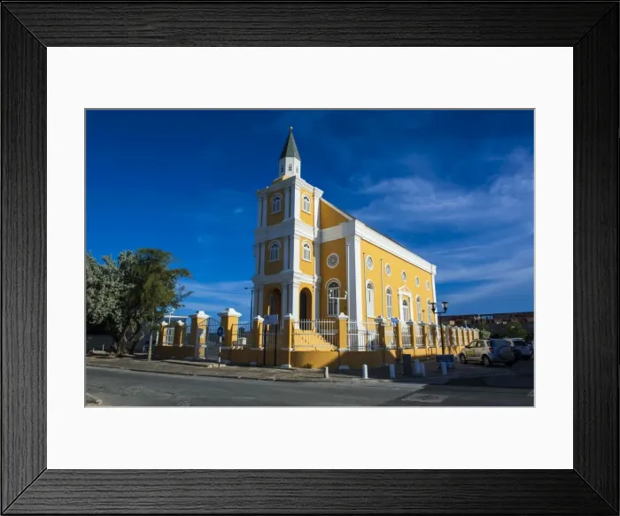 Framed Print : Church in Willemstad, capital of Curacao, ABC Islands, Netherlands Antilles, Caribbean, Central America Framed Print : Church in Willemstad, capital of Curacao, ABC Islands, Netherlands Antilles, Caribbean, Central America