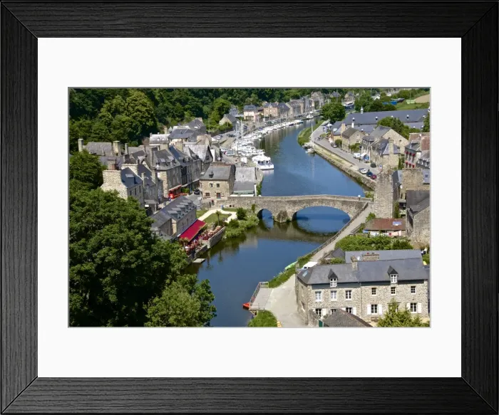 Framed Print : Rance River valley and Dinan harbour with the Stone Bridge, Dinan, Brittany, France, Europe Framed Print : Rance River valley and Dinan harbour with the Stone Bridge, Dinan, Brittany, France, Europe
