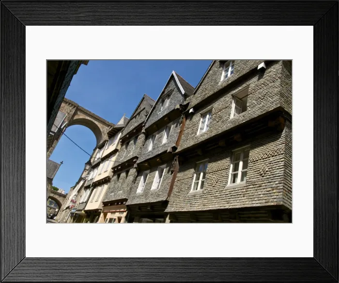 Framed Print : Famous houses in Ange de Guernisac Street with Viaduct in the background, Morlaix, Finistere, Brittany, France, Europe Framed Print : Famous houses in Ange de Guernisac Street with Viaduct in the background, Morlaix, Finistere, Brittany, France, Europe